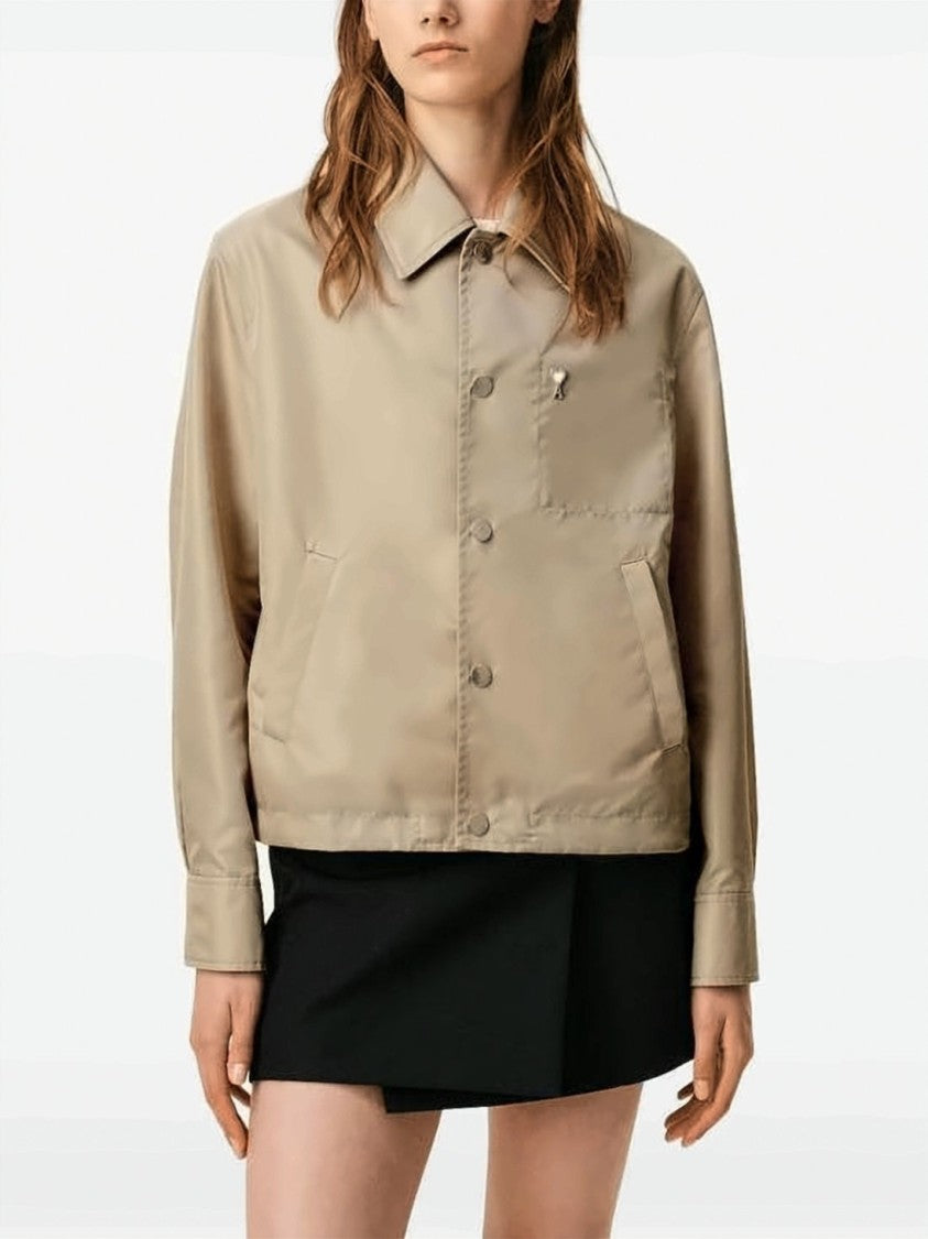 Ami Paris Cropped Boxy Jacket With Snap Button Closure
