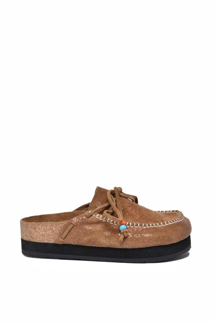 Arizona Love Suede Leather Mules With Decorative Bow