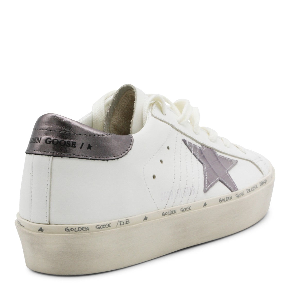 Golden Goose White And Grey Leather Sneakers With Star Patch