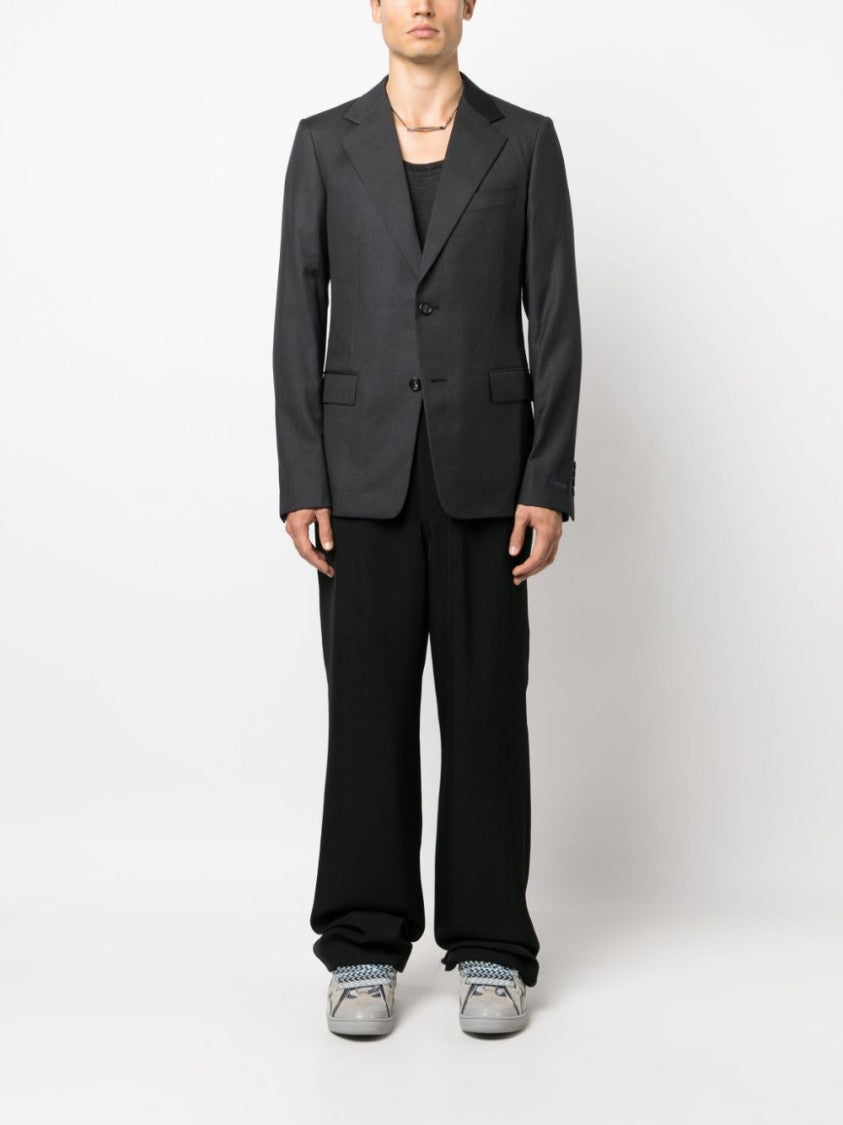 Lanvin Single-Breasted Charcoal Grey Virgin Wool Blazer