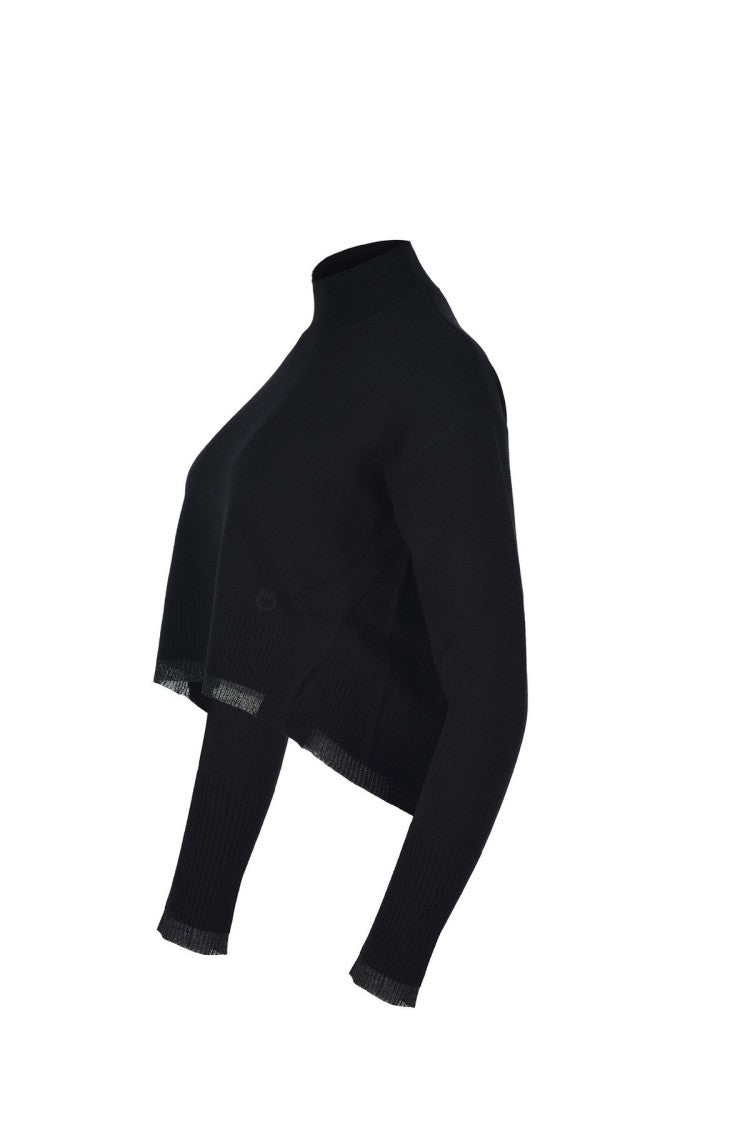 Pinko Black Wool-Cashmere Turtleneck Sweater