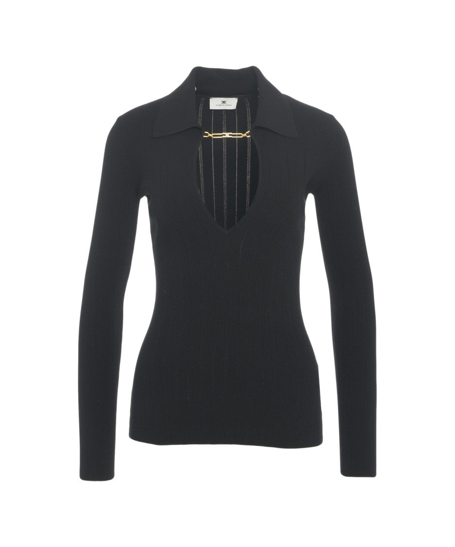 Elisabetta Franchi Ribbed Sweater With Chain Detail