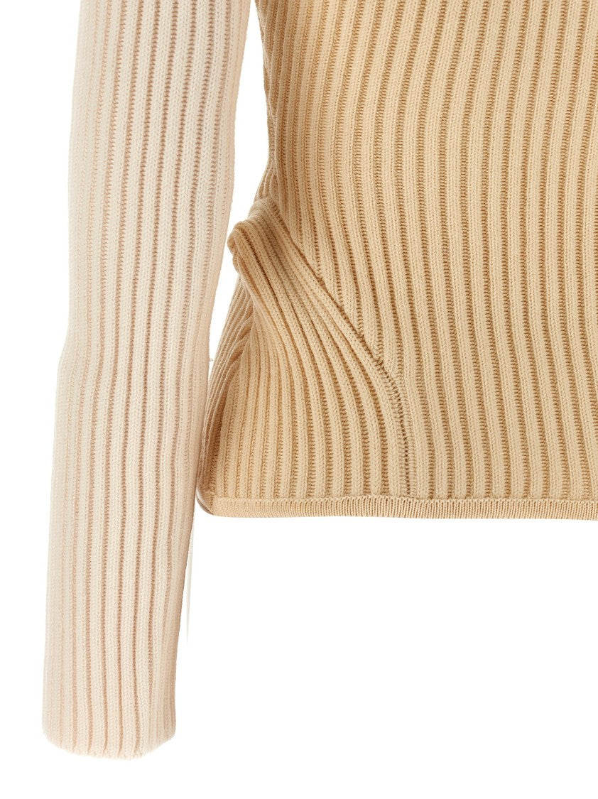 Jean Paul Gaultier Ribbed Merino Wool Sweater With Trompe L'oeil Corset Design