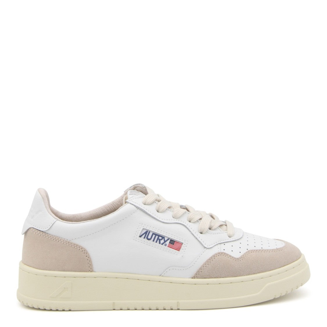 Autry White And Beige Leather Action Sneakers