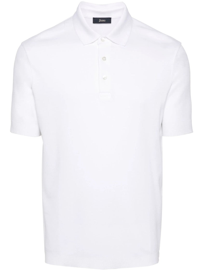 Herno White Cotton Knitted Polo Shirt