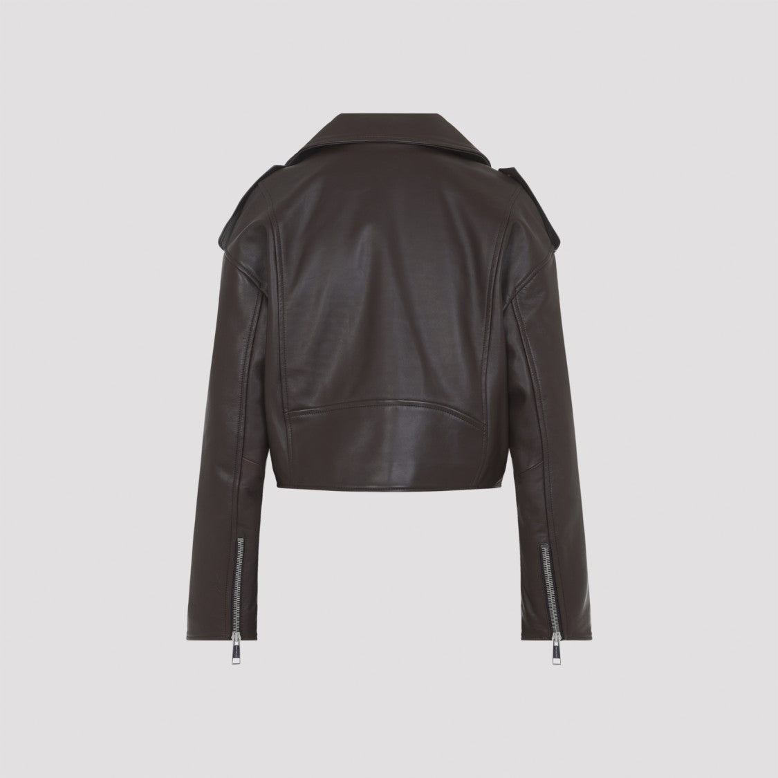 Yves Salomon Cropped Dark Brown Lambskin Jacket