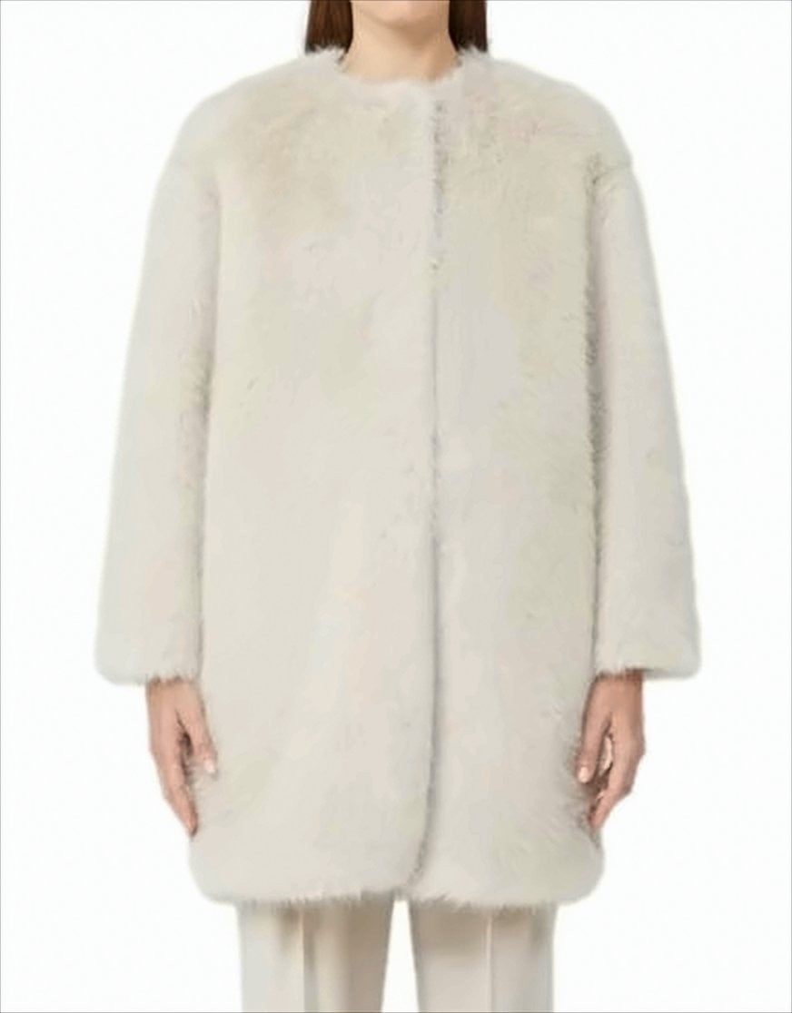 Max Mara Plush Faux Fur Midi Coat