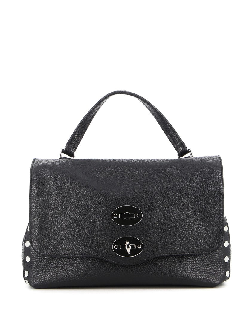 Zanellato Structured Leather Flap Shoulder Bag With Metallic Accents