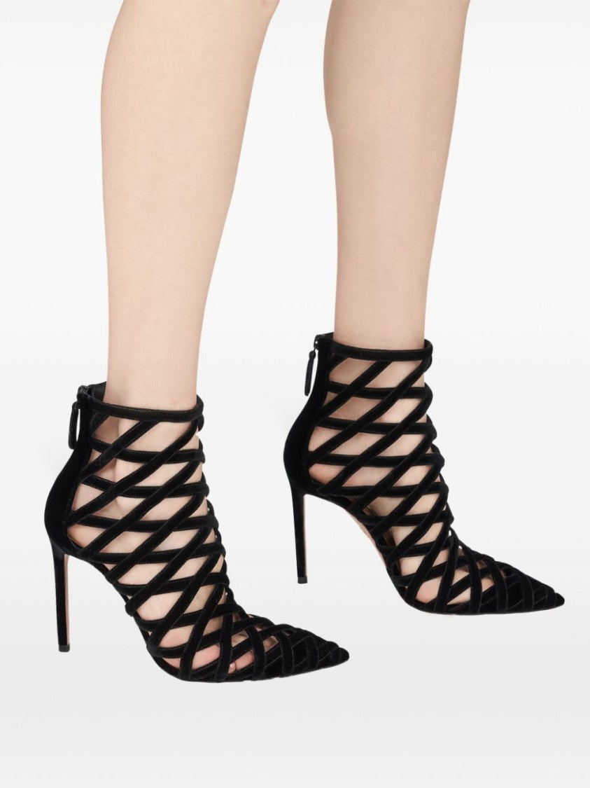 Aquazzura Interwoven Velvet Ankle Boots