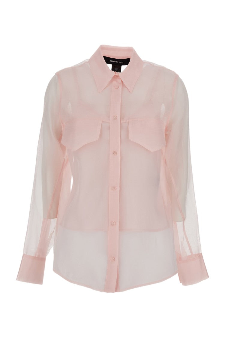 Federica Tosi Sheer Silk Organza Blouse With Pointed Collar