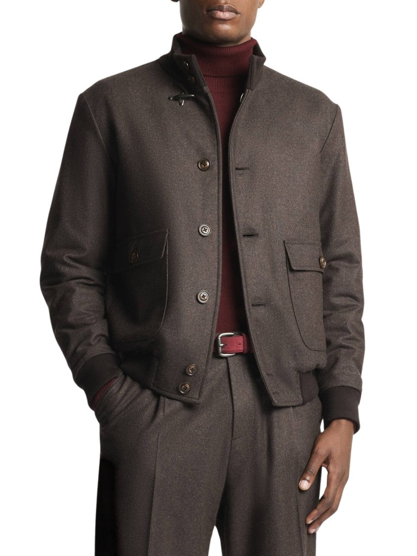 Fay Water-Repellent Wool Carded Flannel Bomber Jacket