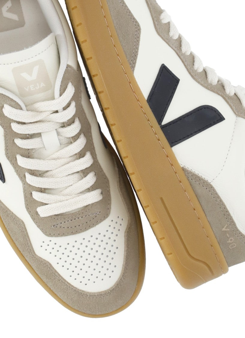 Veja V-90 White Suede Low-Top Sneakers
