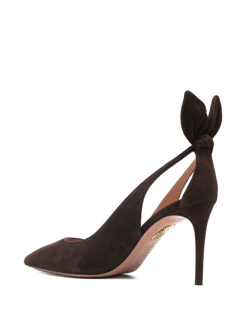 Aquazzura Brown Silk And Nylon Stiletto Pumps