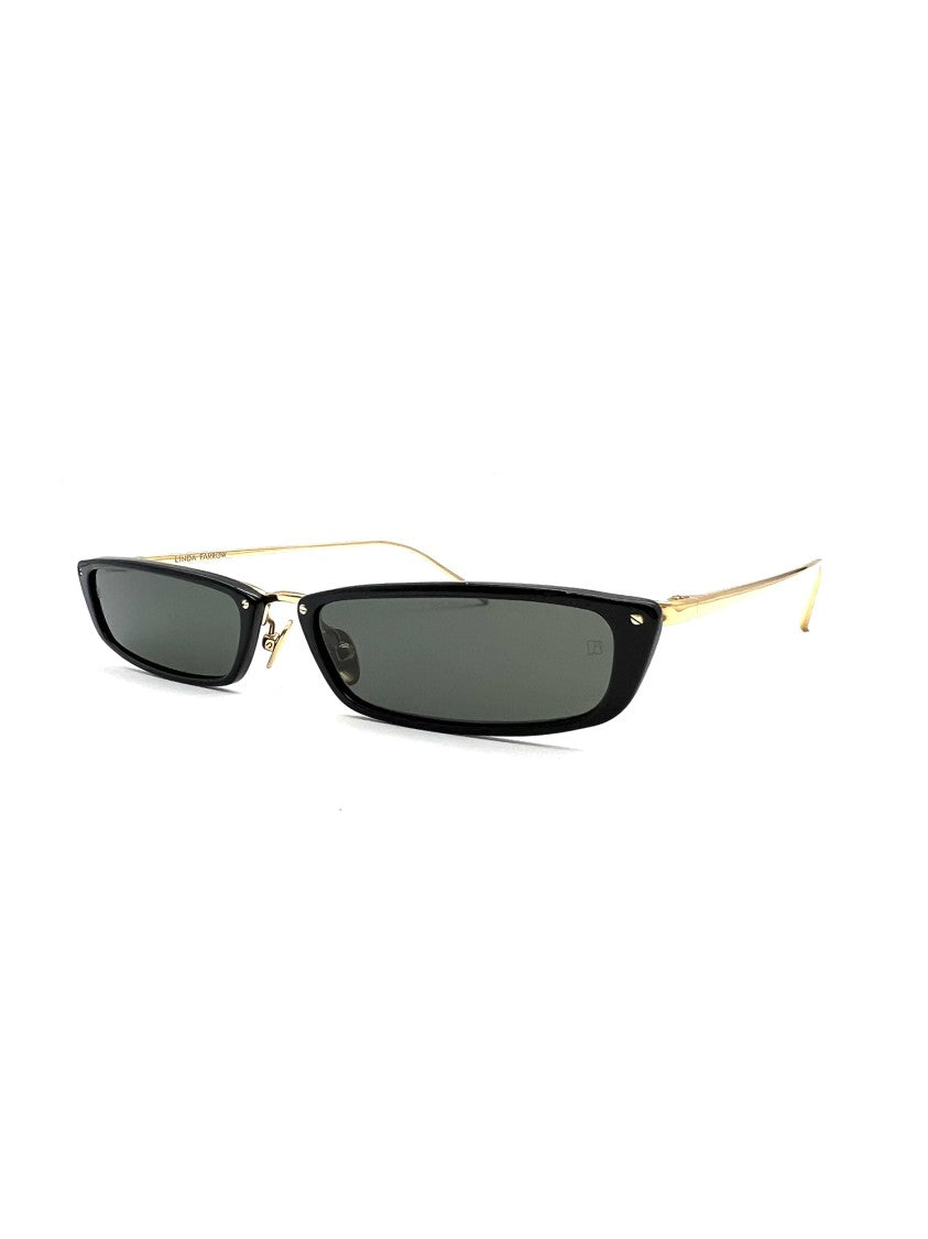 Linda Farrow Angular Black Sunglasses With Gold Accents And Durable Finish