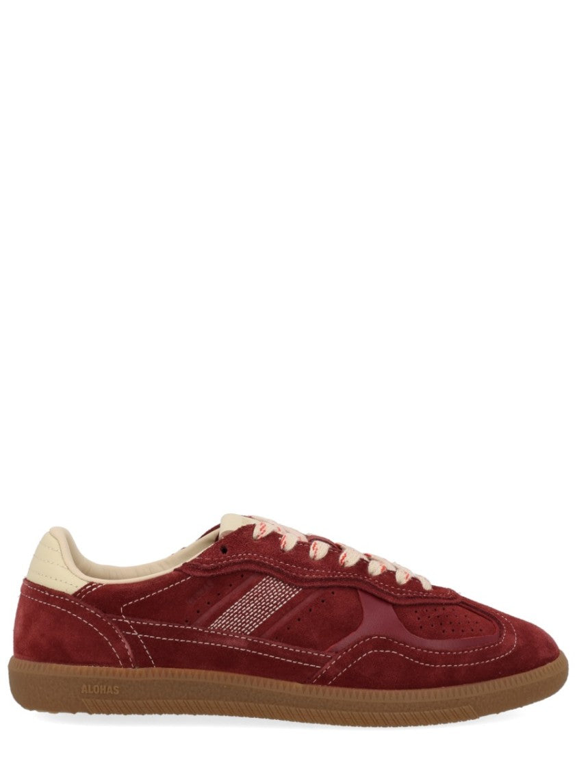 Alohas Burgundy Suede Perforated Retro Sneakers