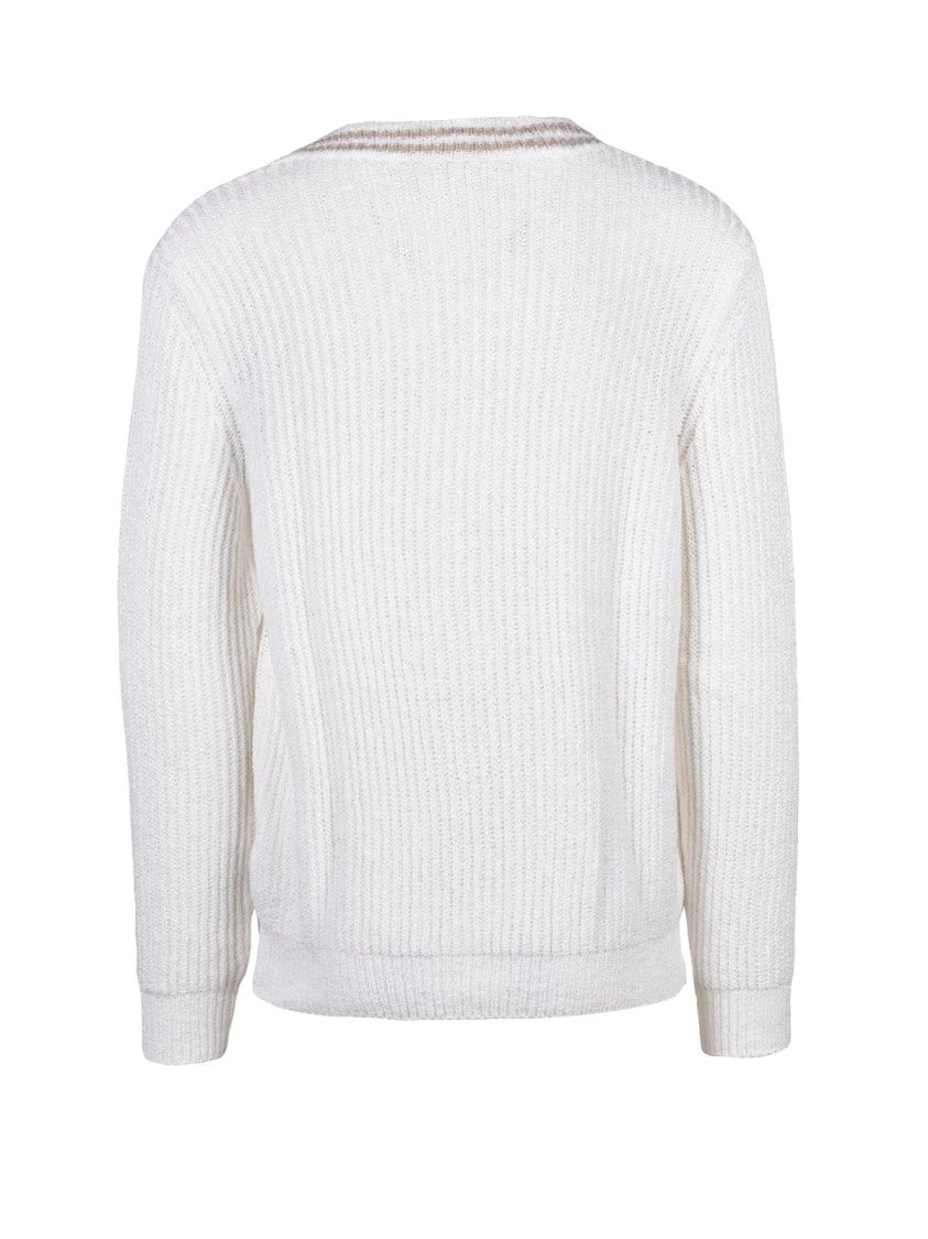 Eleventy White Cotton Men Cardigan