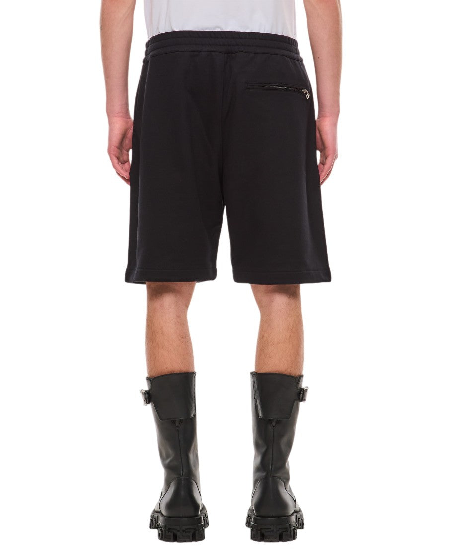Alexander Mcqueen Relaxed Fit Black Cotton Shorts With Signature Embroidery