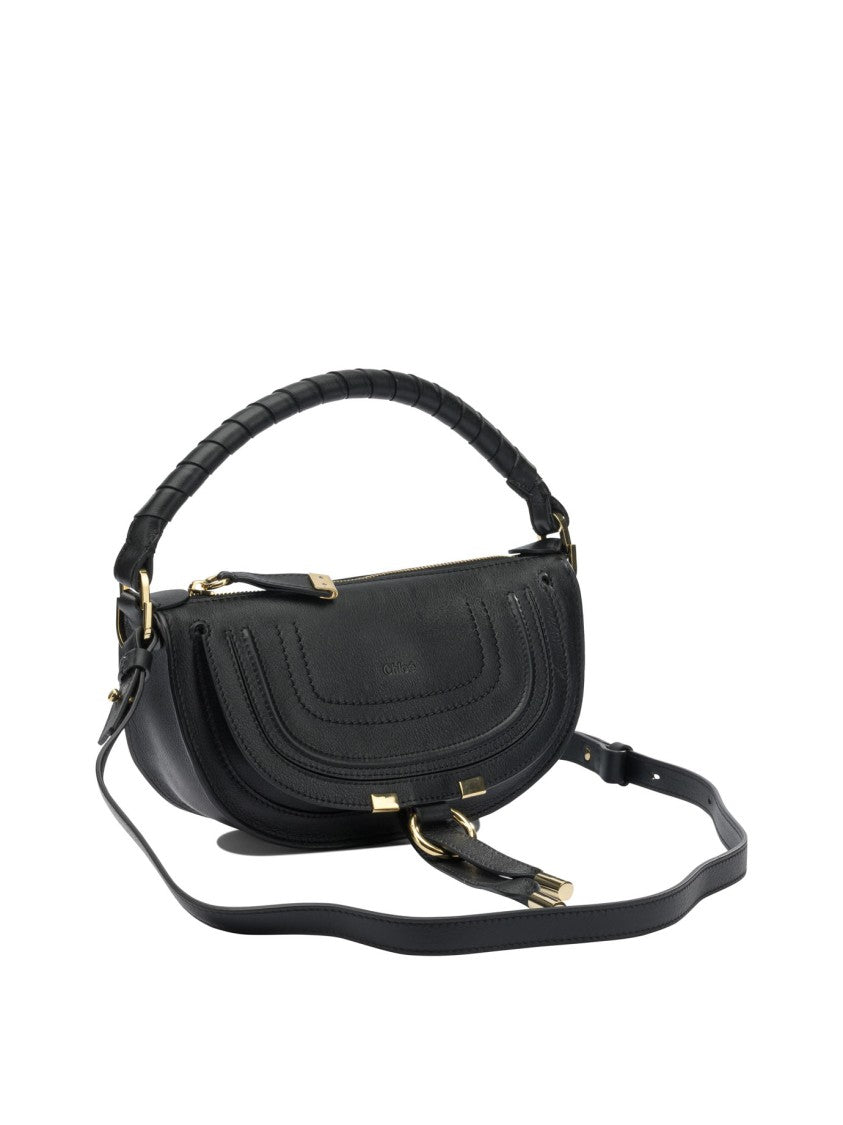 Chloé Compact Black Saddle-Stitched Shoulder Bag