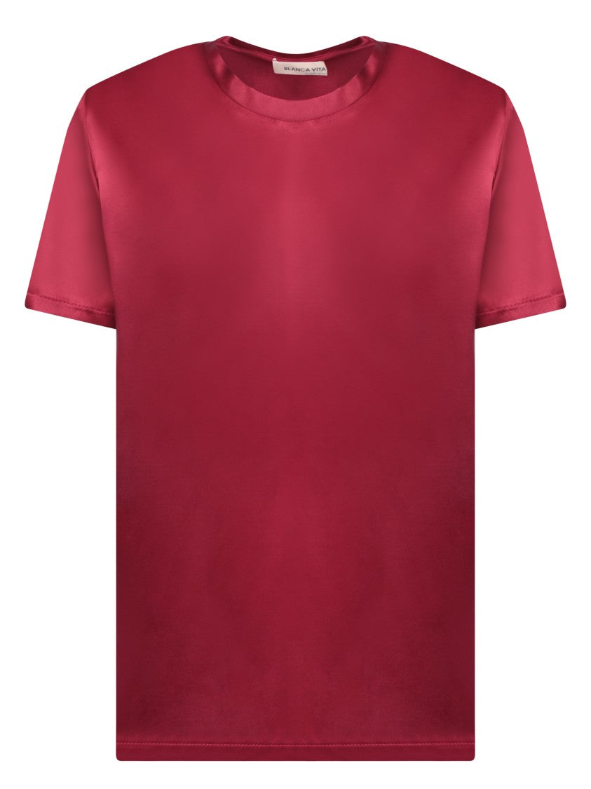 Blanca Vita Bordeaux Round Neck T-Shirt