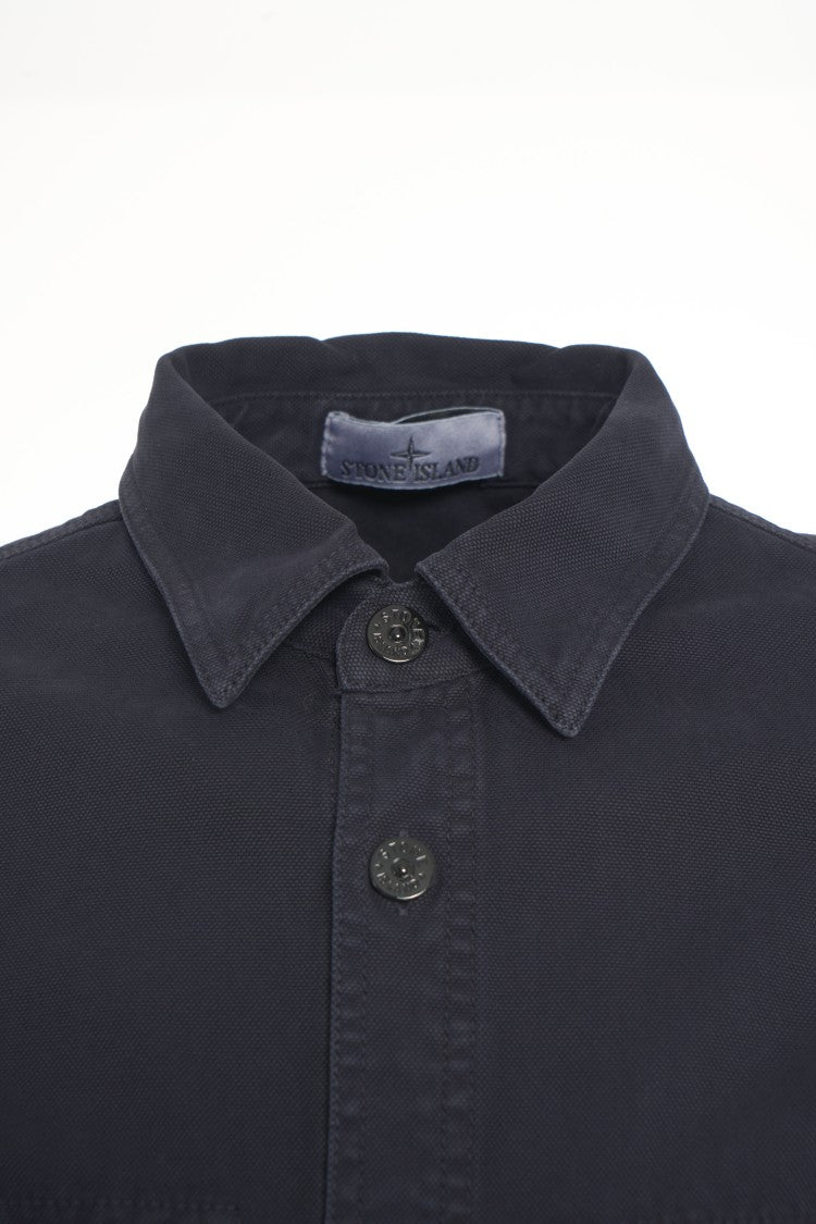 Stone Island Button-Up Cotton Overshirt With Logo Detail