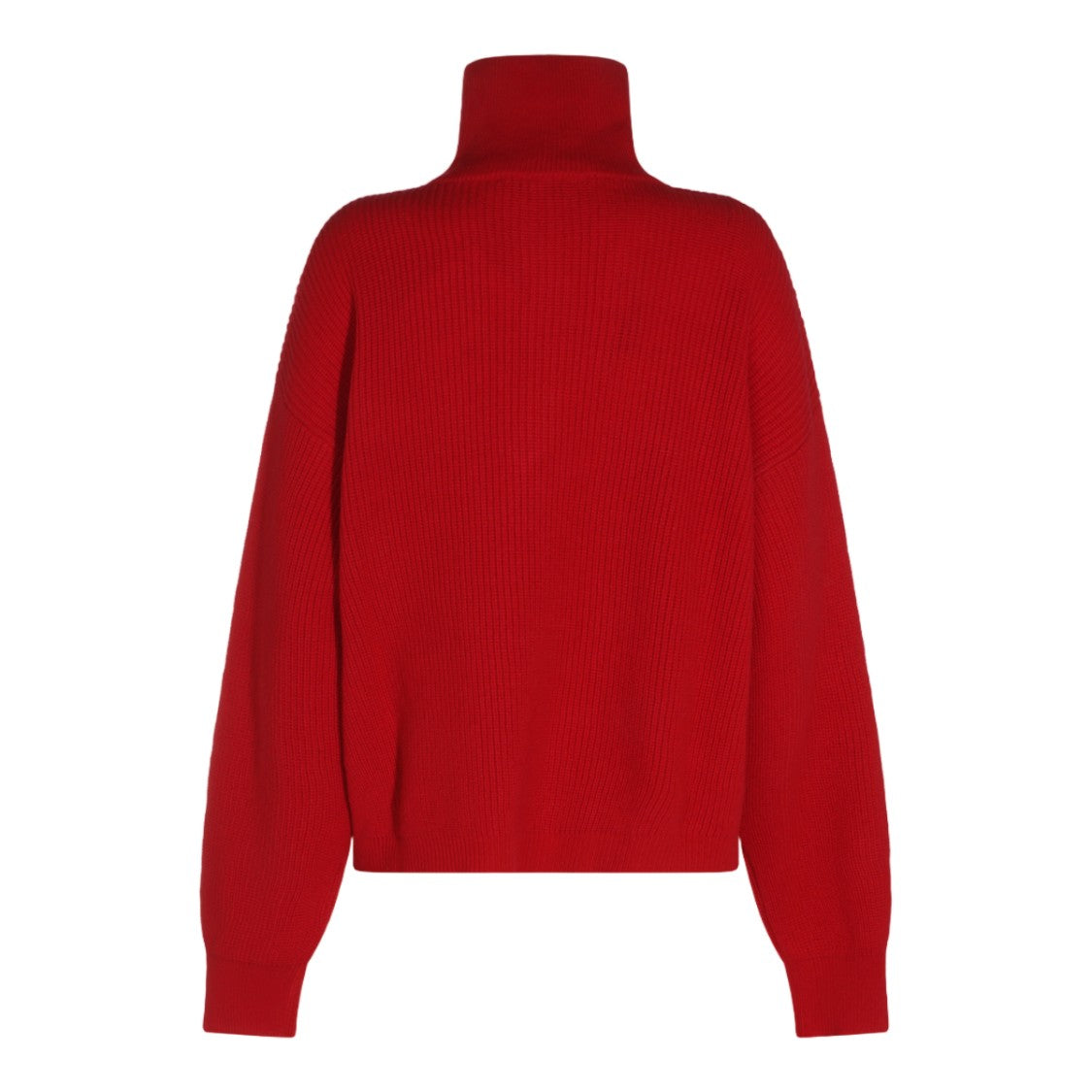 Malo Red Puffed Sleeve High Collar Turtleneck Sweater
