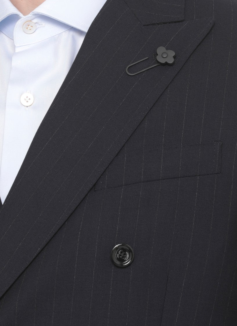 Lardini Blue Wool Pinstriped Suit