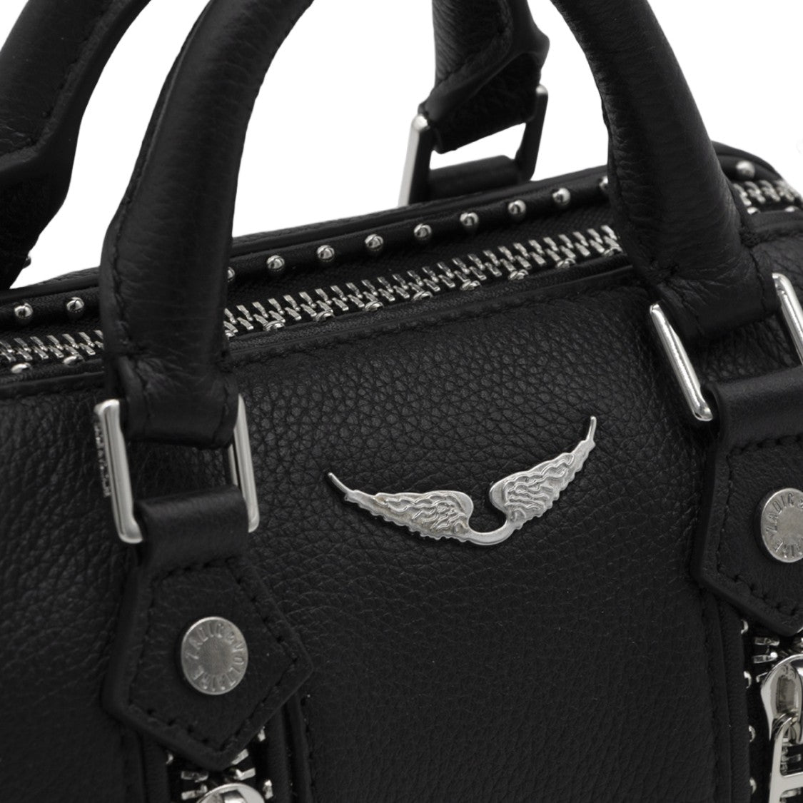 Zadig & Voltaire Compact Textured Handbag With Silver Accents