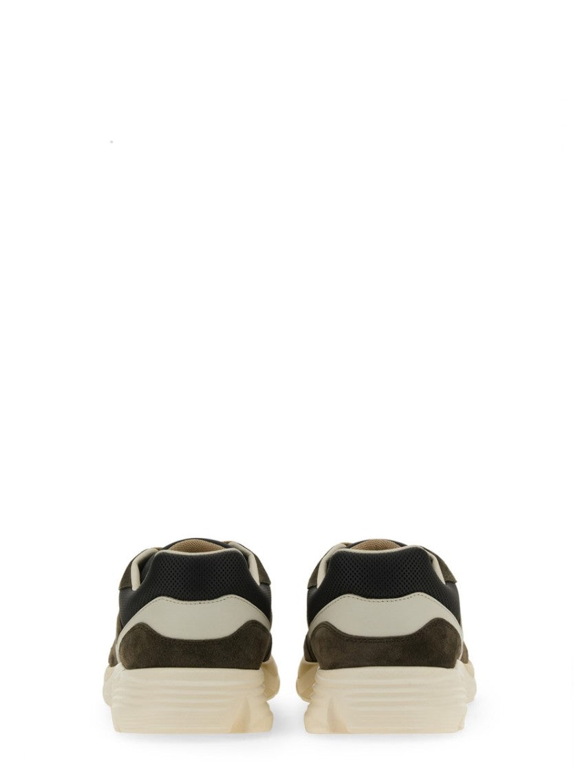 Hogan Calfskin And Suede Sneakers With Prominent Logo