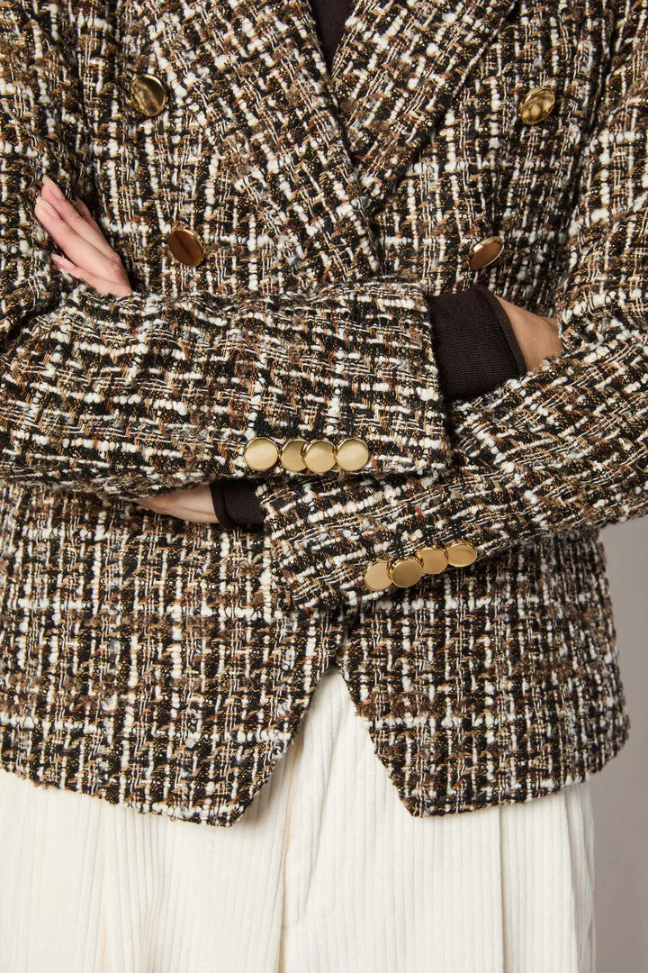 L.B.M. 1911 Double-Breasted Bouclé Tweed Jacket With Gold-Tone Buttons