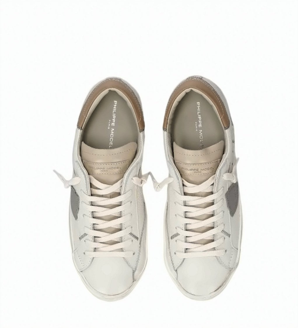 Philippe Model Prsx Low Leather Distressed Sneakers