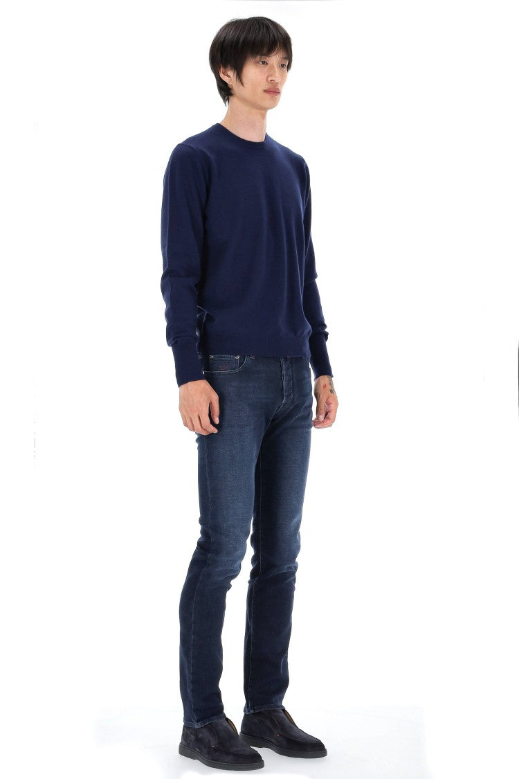 Drumohr Solid Color Pure Cashmere Crewneck Sweater