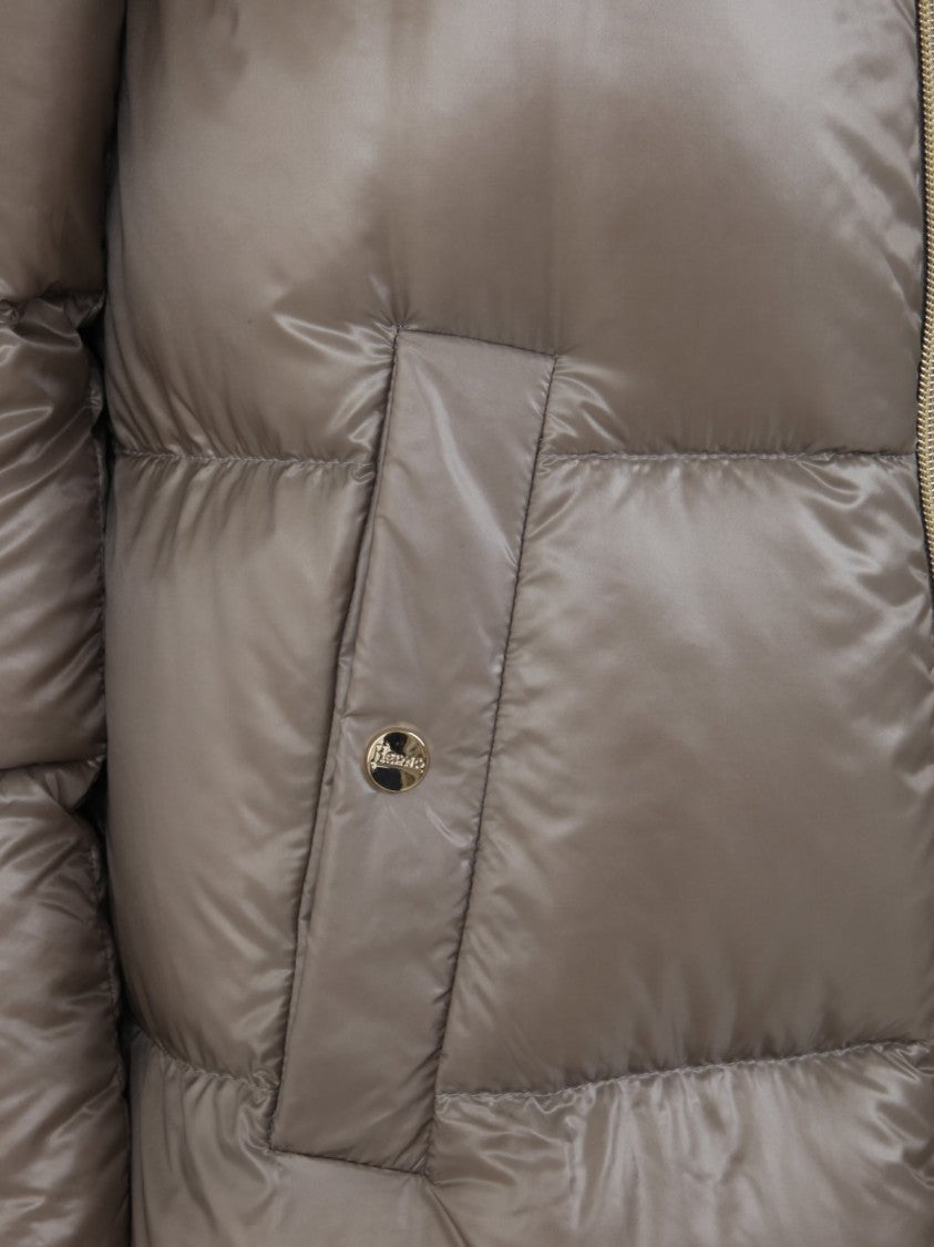 Herno Straight Cut Grey Coat With Minimalist Design