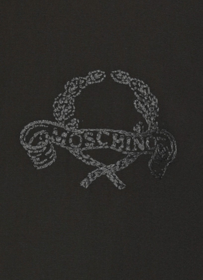 Moschino Black Cotton Shirt With Embroidered Logo