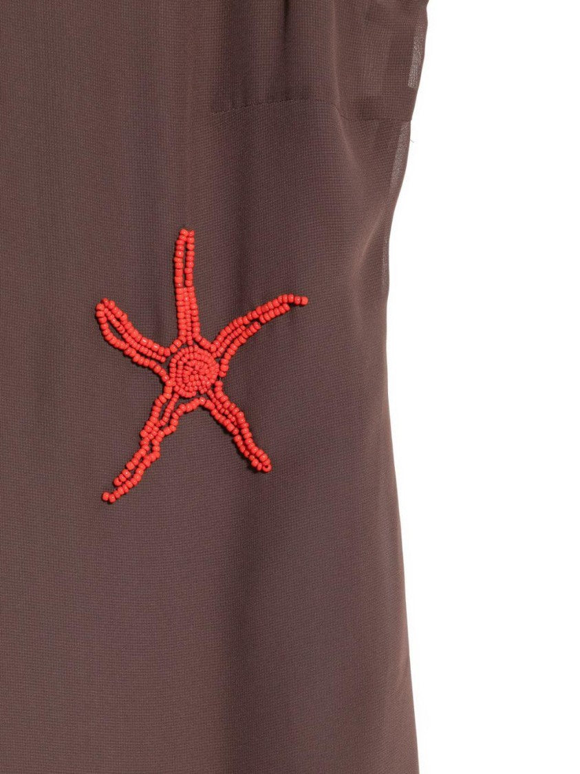 Mc2 Saint Barth Scoop Neck Sleeveless Top With Beaded Marine Appliqués