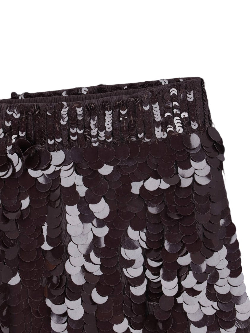 Parosh Brown Sequin Midi Skirt