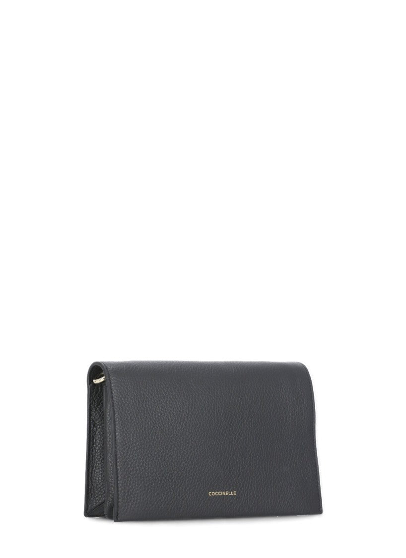 Coccinelle Black Pebbled Leather Shoulder Bag