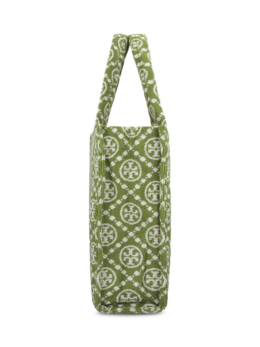 Tory Burch T-Monogram' Terrycloth Tote Bag – Green