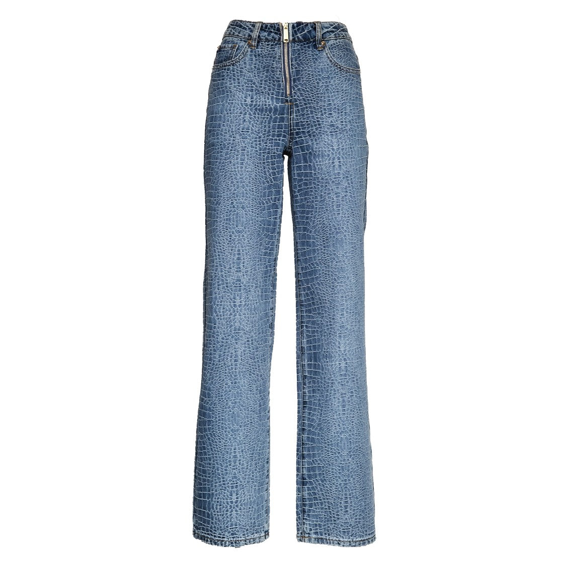 Self-Portrait High-Waisted Crocodile Effect Jeans