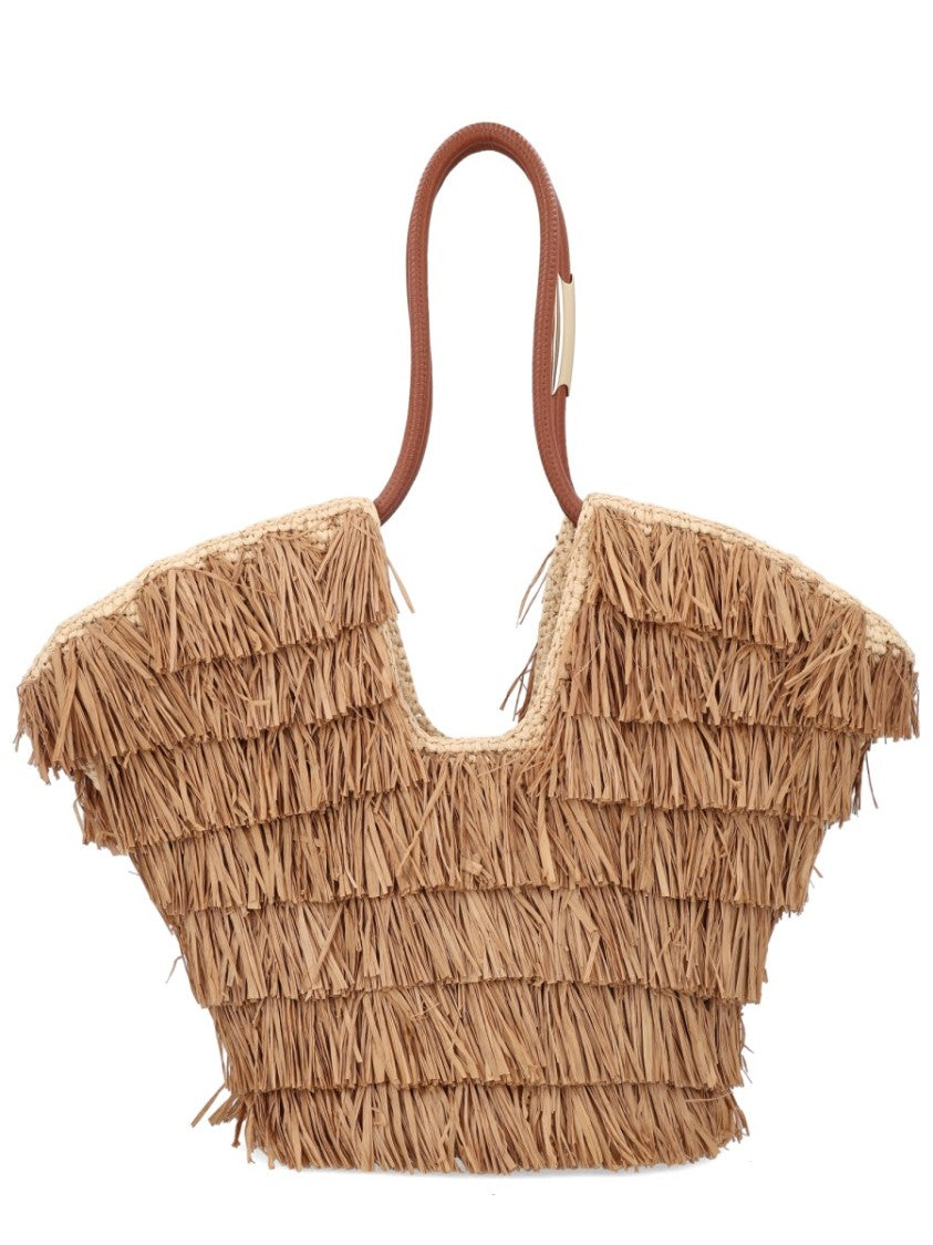 Zimmermann Neutrals Goldentime Layered Fringed Tote Bag