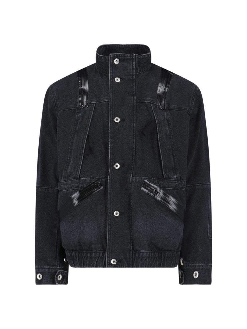 Sacai Structured Black Jacket With High Collar
