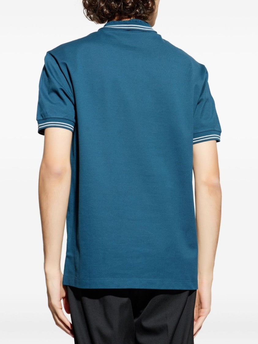 Versace Silk-Nylon Blend Polo Shirt With Contrasting Details