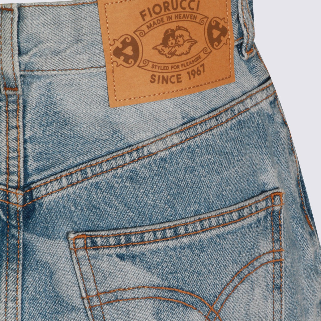 Fiorucci Denim Mini Skirt With Subtle Cloud And Star Pattern