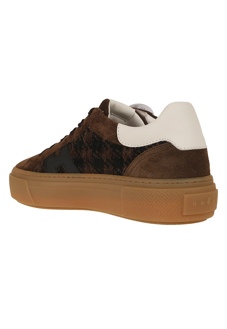 Hogan Dark Brown Suede Houndstooth H705 Sneakers