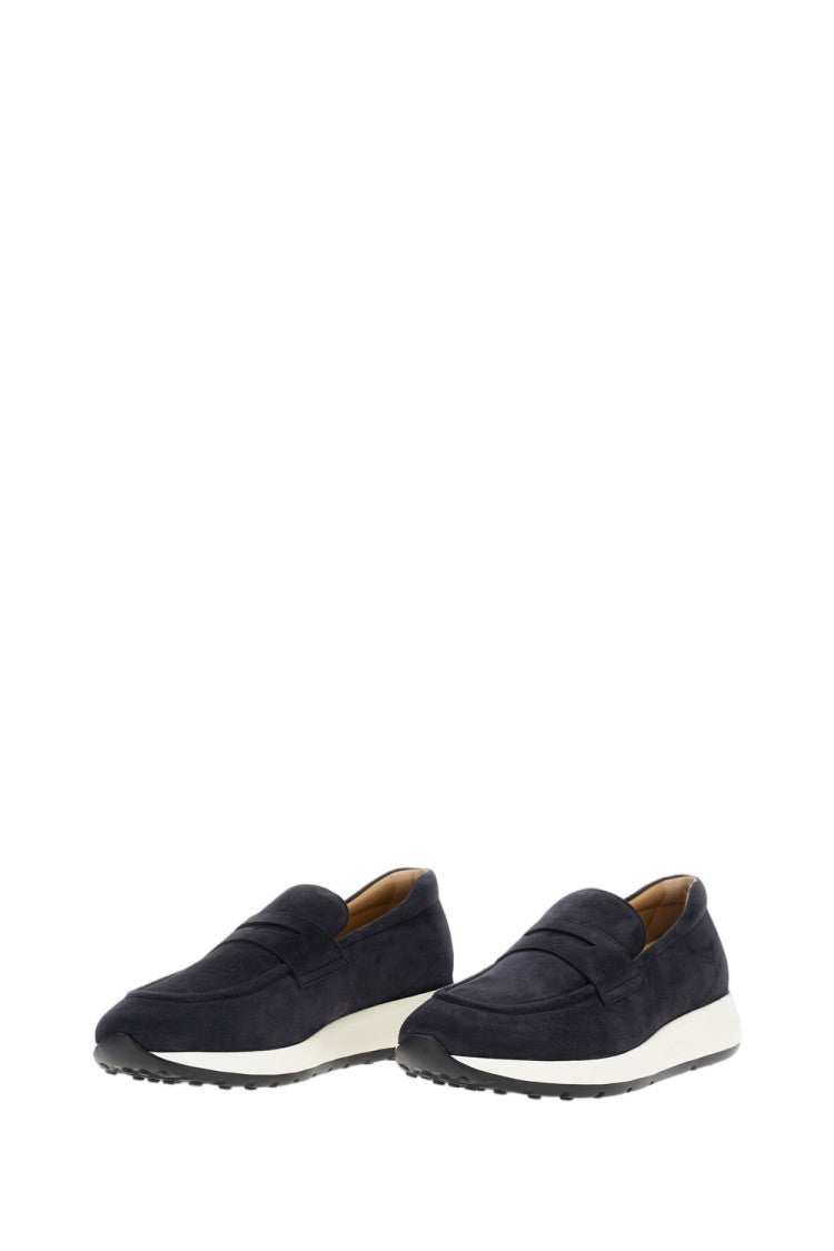 Tod's Elegant Moccasin Sneakers In Blue Suede Goatskin