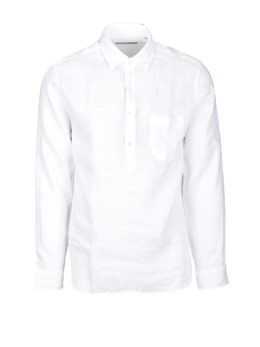 Baturo White Linen Casual Shirt