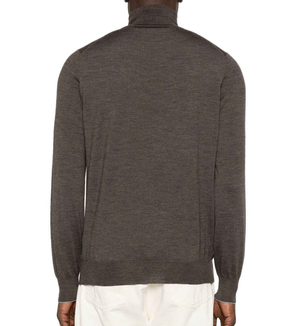 Brunello Cucinelli Turtleneck Knit Sweater In Timeless Grey