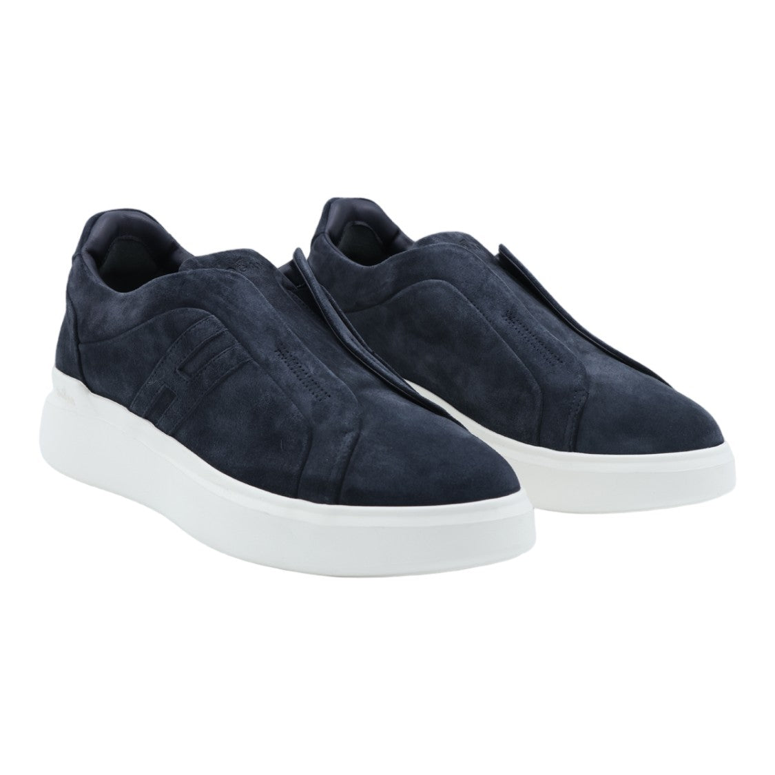 Hogan Dark Navy Suede Slip-On Sneakers With Embossed Detailing