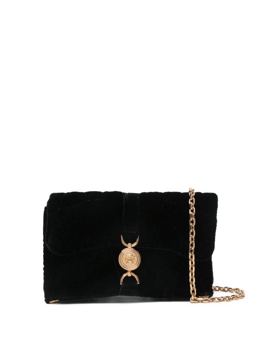 Versace Quilted Velvet Clutch With Medusa Emblem