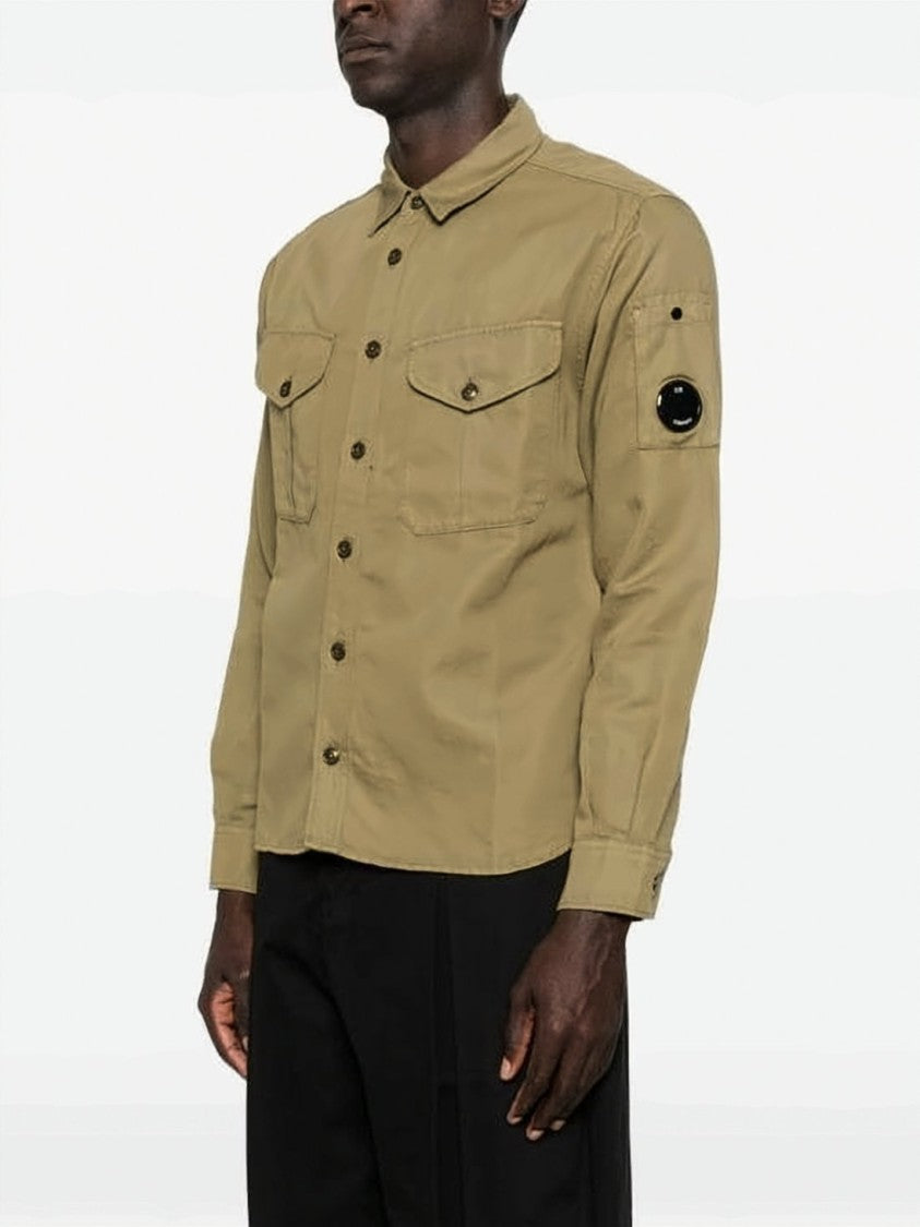 C.P. Company Structured Long-Sleeve Shirt With Classic Collar And Unique Patch