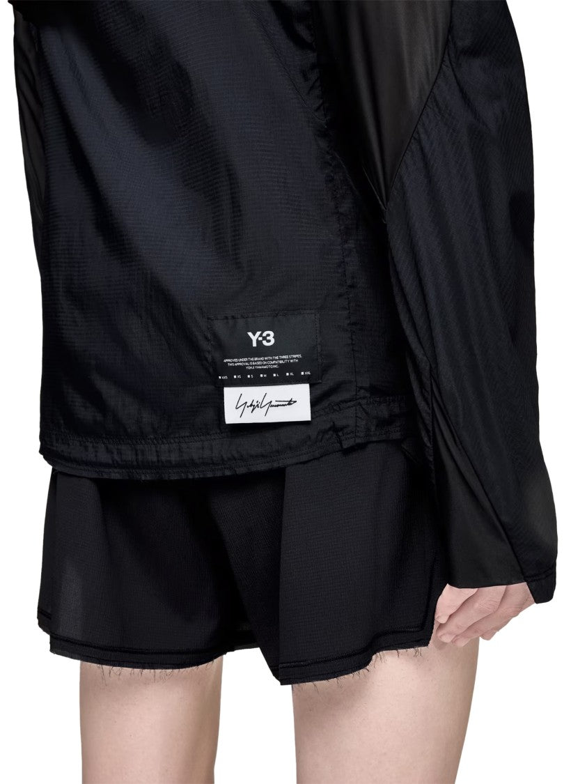 Y-3 Lightweight Black Hooded Jacket With Flap Detail